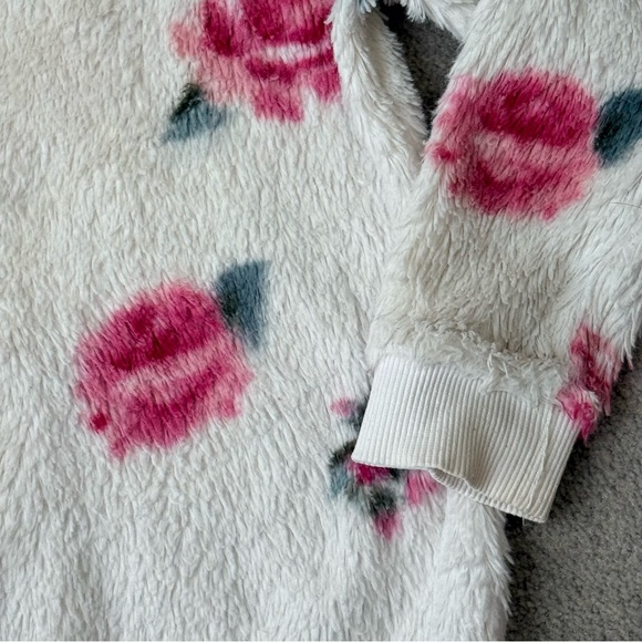 Juicy Couture Girls 4T Plush Floral Sweatshirt Cream Pink Roses Cozy - Picture 9 of 10